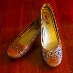 LIKE NEW - Ecco Cognac Leather Slip On Ballet Flat - 39EU-8/8.5US - NEVER WORN